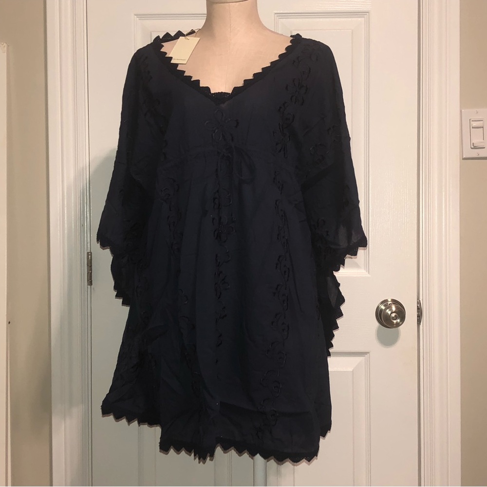 3/$40 Amita Naithani dark navy blue tunic/bathing suit cover